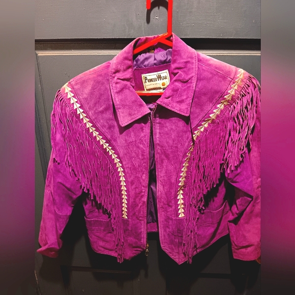 pioneer wear Jackets & Blazers - Pioneer wear grape purple leather fringe jacket